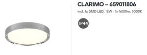 Stropné svietidlo CLARIMO chróm LED18W, 1600lm, 3000K, IP44
