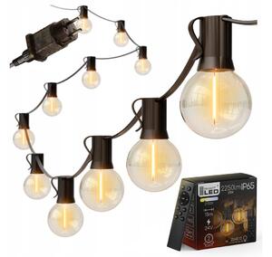 LED stmievateľná vonkajšia svetelná reťaz 25xE12/1W/24/230V 17,5 m IP65 čierna + DO
