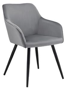 Lounge stolička Tarje so zamatovým poťahom v svetlosivej farbe