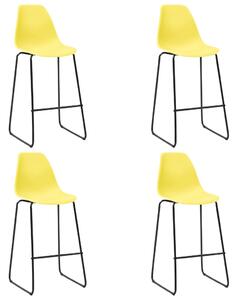 Barové stoličky 4 ks, žlté, plast