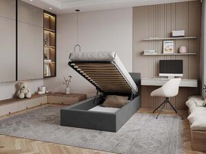 Čalúnená jednolôžková posteľ s úložným priestorom Ingrit 90x200 - sivá