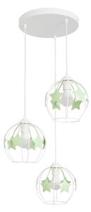 Detský luster na lanku STARS 3xE27/15W/230V zelená/biela