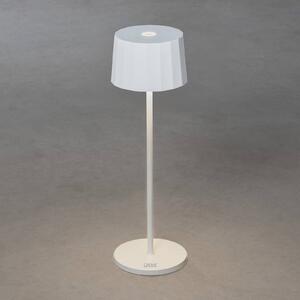 Stolná LED lampa Positano do exteriéru, biela
