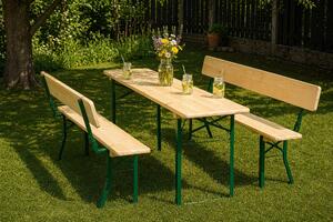 Pivný set PREMIUM 220x50cm - masív borovice - stôl + lavice s opierkou
