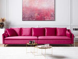 Pohovka ružová fuchsiová zamatová 4-miestna moderný glamour dizajn obývacia izba