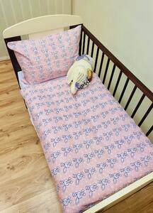 Obliečky bavlnené detské Zajačik ružový TiaHome - Detský set 130x90cm + 65x45cm
