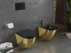 Mexen Lena, závesná toaletná misa 480x360x355 mm s pomaly padajúcim sedátkom, čierna matná - zlatá, 30224076