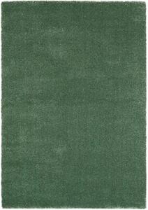 Zelený koberec New - 140 x 200 cm, Tkaný, interiérový, bytový, kusový, obdĺžnikový koberec, z polypropylénu, s vysokým vlasom, jednofarebný, minimalistický štýl