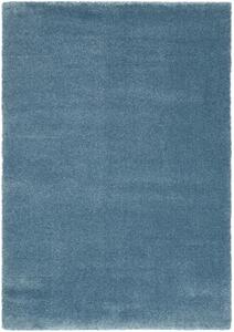 Modrý behúň New - 80 x 150 cm, Tkaný, interiérový, bytový, kusový, obdĺžnikový koberec, z polypropylénu, s vysokým vlasom, jednofarebný, minimalistický štýl