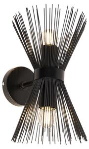 Art Deco nástenné svietidlo čierne 2-svetlo - Metla
