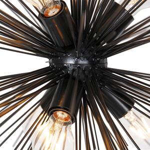 Art Deco závesná lampa čierna 6 svetiel - Metla