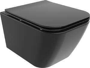 MEXEN - Madox WC misa Rimless doska so spomaľovacím mechanizmom Slim, duroplast, čierna mat - 30154070