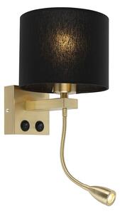Nástenná lampa v štýle art deco zlatá s čiernym tienidlom - Brescia