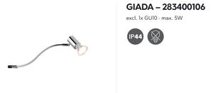 Nástenné svietidlo GIADA Chrome 1/GU10, IP44, do kúpeľne