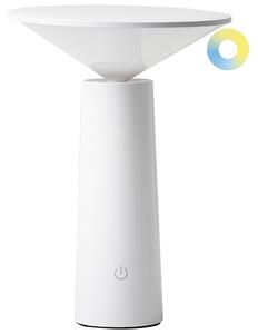 Stolná lampa biela železo s dotykovým vypínačom nabíjanie cez USB kábel bezdrôtová moderný štýl interiér exteriér