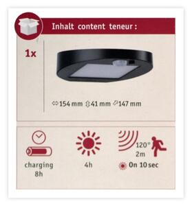 Paulmann 94246 - LED/1,2W IP44 Vonkajšie solárne svietidlo so senzorom RYSE 3,7V