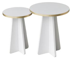 Kalune Design Sada odkladacích stolíkov Mushroom 2 biela/zlatá