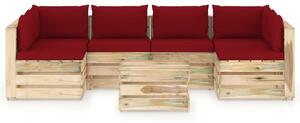 7-dielna sedacia súprava+podložky, zelená, impregnované drevo