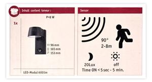Paulmann 94453 - LED/6W IP44 Vonkajšie nástenné svietidlo so senzorom CAPEA 230V