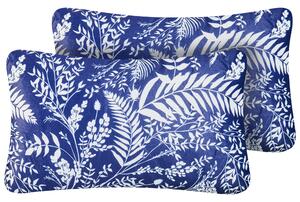 Sada 2 vonkajších dekoratívnych vankúšov modrá polyester 30 x 50 cm rastlinný vzor záhradné doplnky