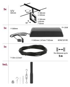 Paulmann 94485 - Súprava 5x LED/4,8 W Kompletný lankový systém FRAME 230 V čierny