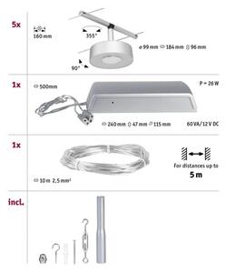 Paulmann 94475 - SADA 5xLED/5W Kompletný lanový systém CIRCLE 230V matný chróm