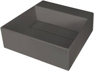 Deante Correo, granitové umývadlo na dosku s poličkou pod batériu a krycou doskou 400x400x130 mm, antracitová, CQR_TU4M