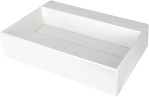 Deante Correo, granitové umývadlo na dosku s poličkou pod batériu a krycou doskou 600x400x130 mm, biela, CQR_AU6M
