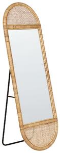 Stojace zrkadlo prírodné ratan sklo 150 x 50 cm oválny tvar moderný boho štýl obývačka spálňa