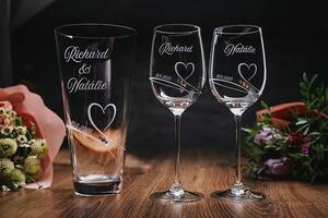 Svadobné poháre na víno Diamante Romance, 2 ks