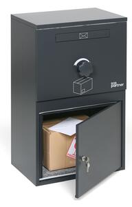 Poštová schránka na listy a balíky, možnosť montáže do muriva, sivá, 810 x 501 x 343 mm