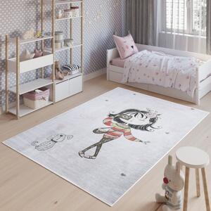 Detský koberec do dievčenskej izby so slečnou a psíkom Šírka: 80 cm | Dĺžka: 150 cm