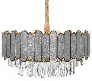 Luster mosadzný kov sklo ⌀ 46 cm závesná lampa krištáľový sklenený glamour štýl obývačka spálňa