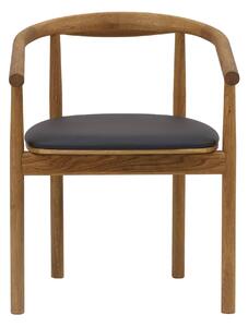Drevená stolička s podrúčkami Pokojná čierna koženka