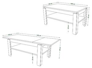 ASTI-R Dub Sonoma/Matná biela - moderný konferenčný stolík s rozkladacou doskou