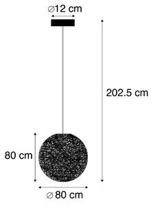 Vidiecka závesná lampa čierna 80 cm - Corda