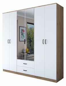 Kalune Design Šatníková skriňa BA 130 210 cm so zrkadlom orech/biela
