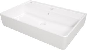 Deante Temisto, keramické umývadlo na dosku/závesné s poličkou pod batériu 610x410x112 mm, biela, CDT_6U7S