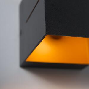 Sada 2 moderných nástenných svietidiel čiernej farby so zlatým vnútrom 9,7 cm - Transfer Groove