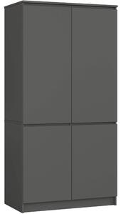 Ak furniture Šatníková skriňa CLP S90/4D grafitovo sivá