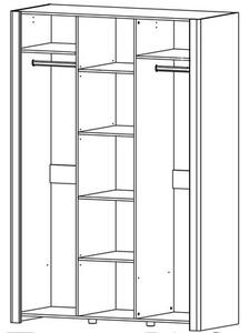 Szynaka Šatníková skriňa Desjo 06 140 cm so zrkadlom dub San Remo