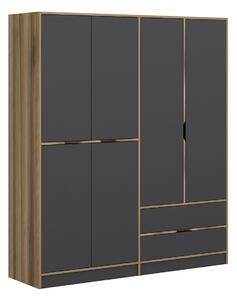 Kalune Design Šatníková skriňa Elina 180 cm grafit/orech