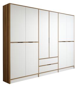 Kalune Design Šatníková skriňa Elina 270 cm biela/orech