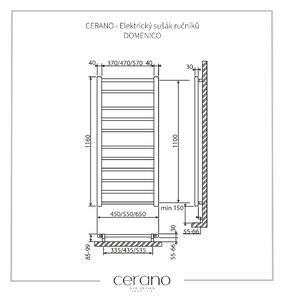 CERANO - Elektrický sušiak uterákov DOMENICO - čierna - 1160x550 mm