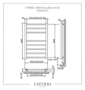 CERANO - Elektrický sušiak uterákov Domenico - biela lesklá - 860x550 mm