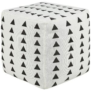 Taburet biela a čierna bavlna 45 x 45 cm geometrický vzor ručná výroba boho moderný štýl obývacia izba spálňa