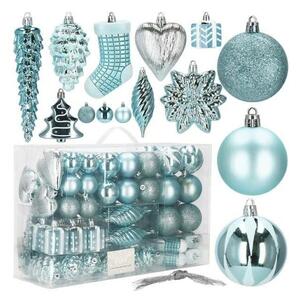SPRINGOS Maxi 72 dielna sada vianočných ozdôb svetlo modrá