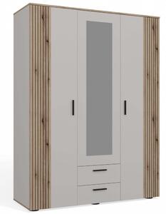 TP Living Šatníková skriňa so zrkadlom AVA 150 cm dub evoke/kašmírová