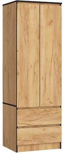 Ak furniture Šatníková skriňa STAR 60 cm dub craft zlatý