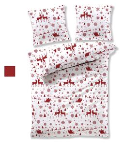 Obliečky flanelové vianočné Christmas time červené 200x140cm+90x70cm TiaHome